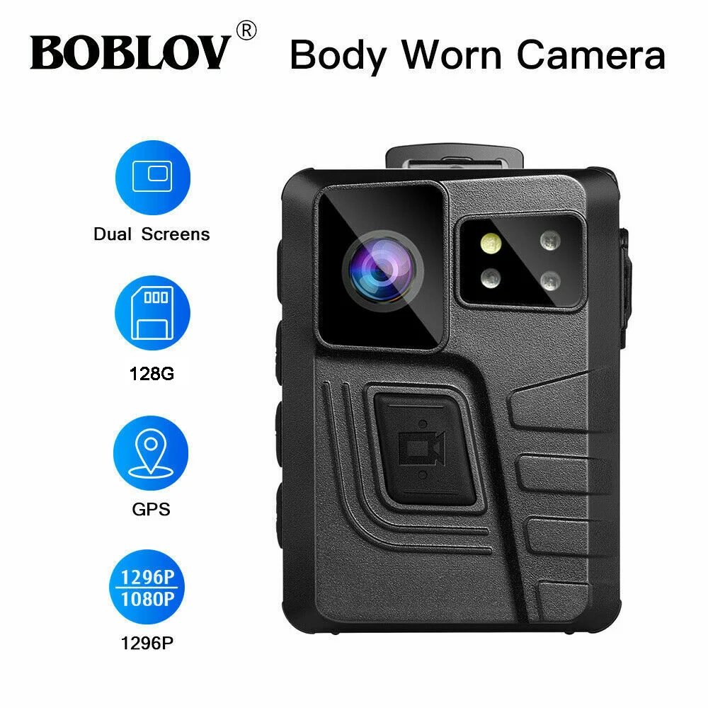 

BOBLOV Body Camera M852 128G Dual Screens GPS HD 1296P Night Vision Camcorder DVR Micro Cam Police Mini Camera Dropshipping