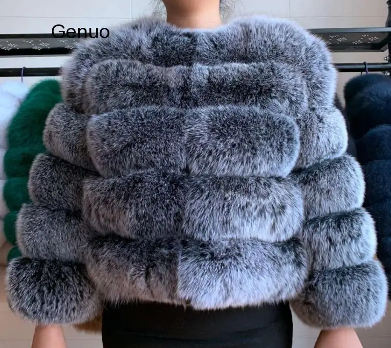 Women Winter Warm Faux Fox Fur Overcoat High