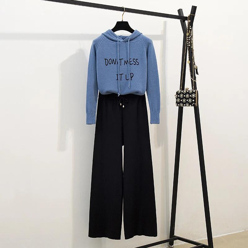 Осень 2019 женские вязаные топы с длинными рукавами и капюшоном + повседневные