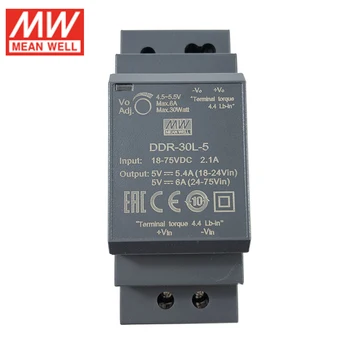 

MEAN WELL DDR-30L DIN Rail DC-DC Converter Input 18-75VDC (24V/36V/48Vdc) to 5V 12V 15V 24V DC 30W meanwell Power Supply
