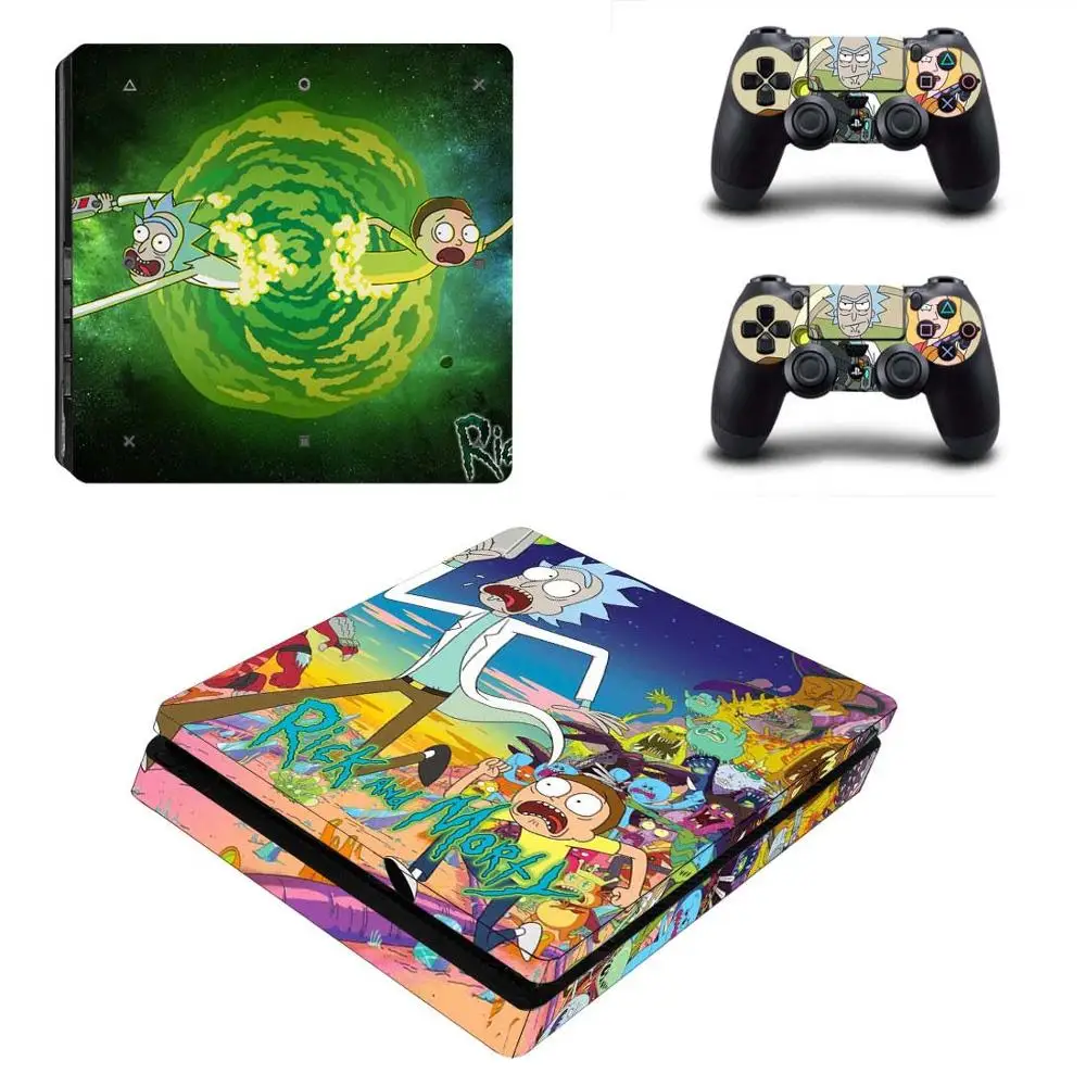 Рик и Морти PS4 тонкая наклейка s PS 4 тонкая Виниловая наклейка для sony playstation 4 play station 4 Slim консоль и контроллер