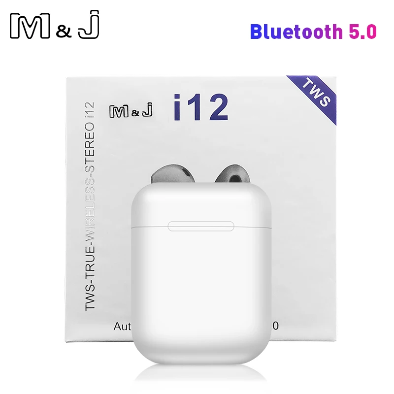 M&J tws Pop Up Bluetooth Earbuds Wireless Headphones Headset Mini 5.0 Stereo Wireless Earbuds For phone Wireless headset - Цвет: Белый