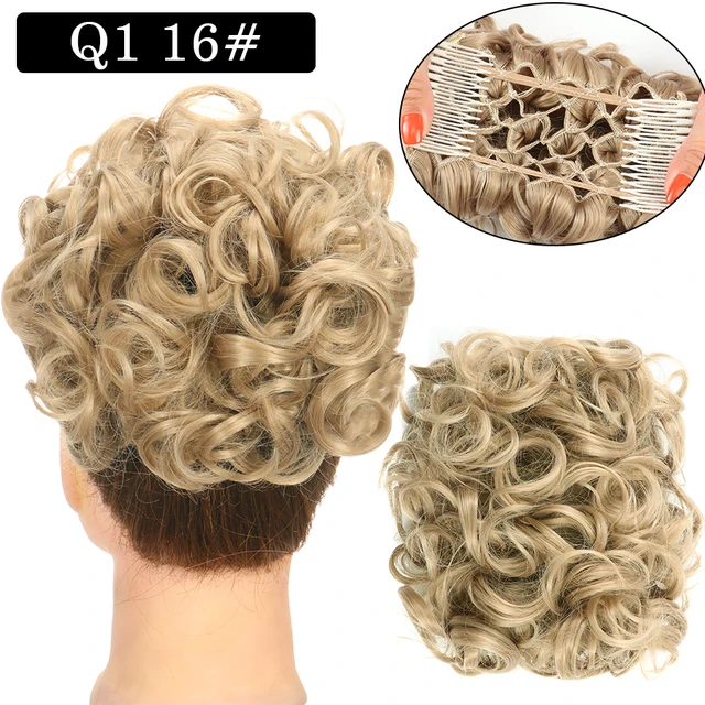 Synthetic Curly Elastic Band Chignon Plastic Comb Clips in Hair Extension Hair Bun Updo Cover Hairpieces Hair Accessories Q1 16