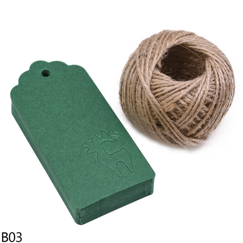 b03 green elk 50 шт., Рождественская этикетка с изображением оленя, елки, Санта-Клауса, Рождественский Подарочный ярлык, Рождественский Подарочный ярлык - Цвет: b03 green elk