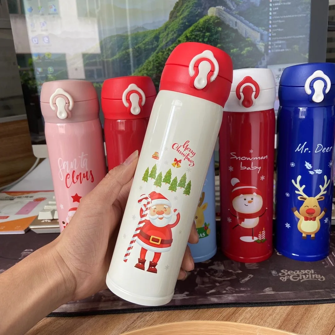 500ML Christmas Stainless Steel Water Bottle Vacuum Insulated Sports Water  Bottles Couples Cup Santa Claus Xmas New Year Gifts - AliExpress