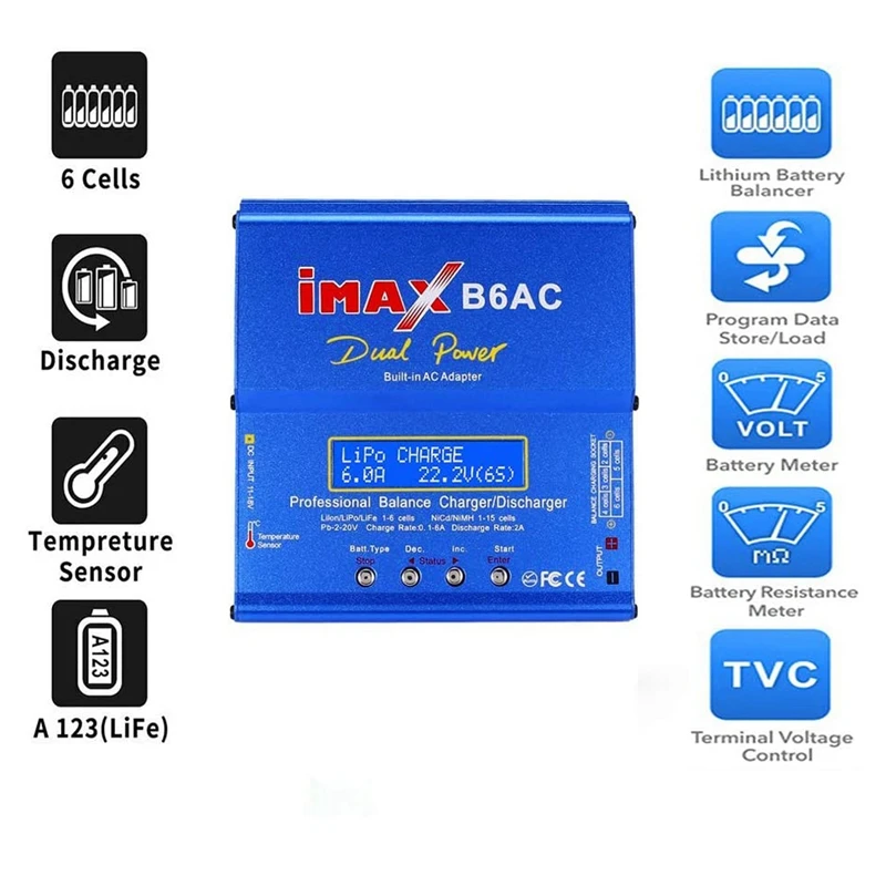 RC Зарядное устройство 6A 80W зарядное Imax B6Ac двухканальный Ac литий ионный никель