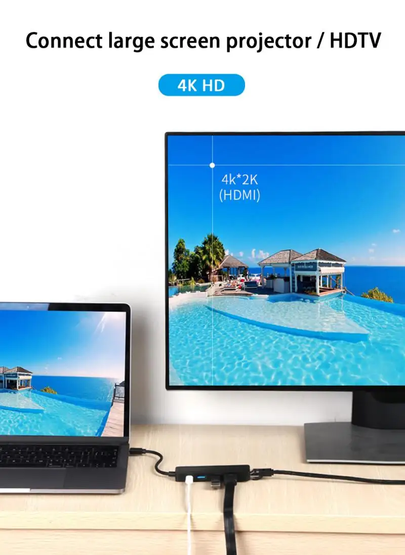 5 в 1 type C концентратор USB-C к PD тип-c/HDMI/RJ45 Сплиттер конвертер адаптер концентратор док-станция для Macbook Pro IMac ПК ноутбук