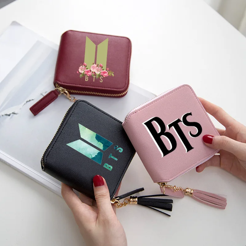 Кошелек Bangtan Group Kpop для мальчиков Подарочный кошелек с кисточкой и карманом на