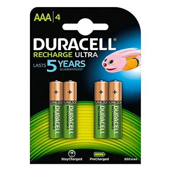 Аккумуляторные батареи DURACELL DURDLLR03P4B HR03 AAA 800 мАч (4 шт.) | Электроника