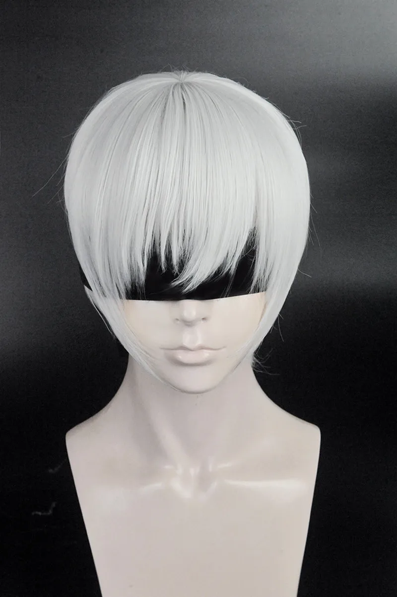 NieR: Automata 9S jorha NO.9 модель S Wistalia короткий серебристо-белый термостойкий парик для костюмированной вечеринки(не включает накладку на глаза