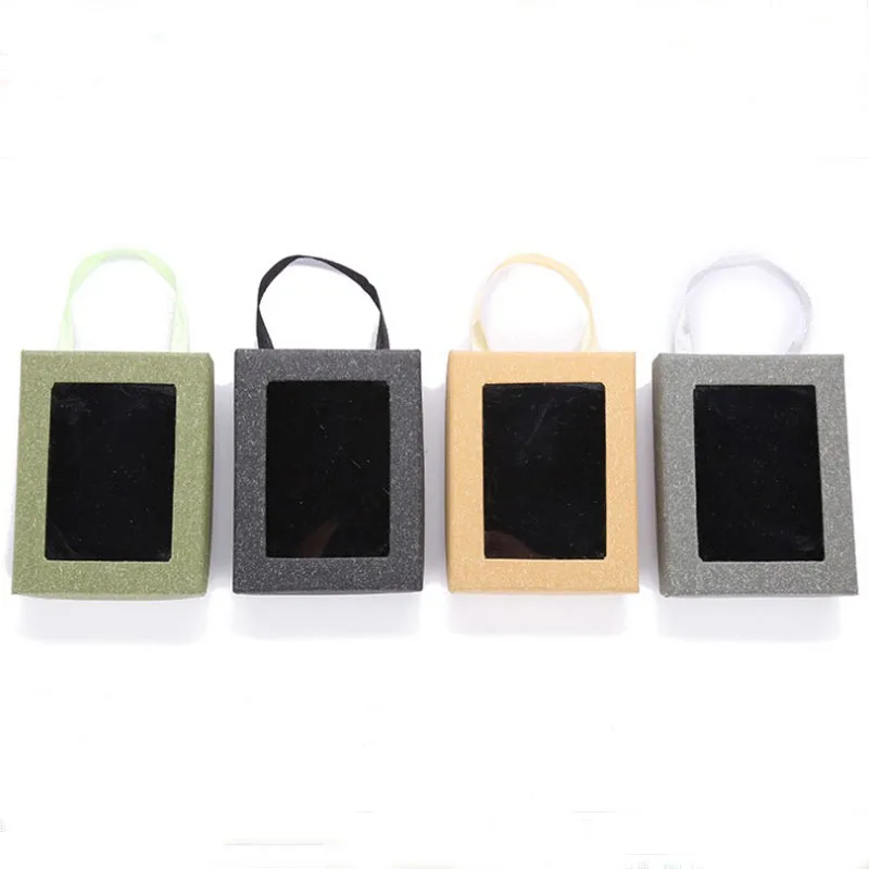 

Box for jewelry 4Colors Open Window Handle Jewelry Boxes 50pcs/lot Necklace Packaging Boxes Pendant Gift Jewellery Organizer box