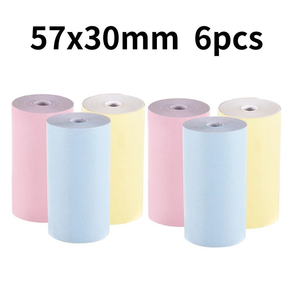 Papel térmico Color rollo 57*30mm No stickine papel fotográfico de impresión clara para PeriPage A6 A8 PAPERANG P1 Mini bolsillo de la impresora de la foto