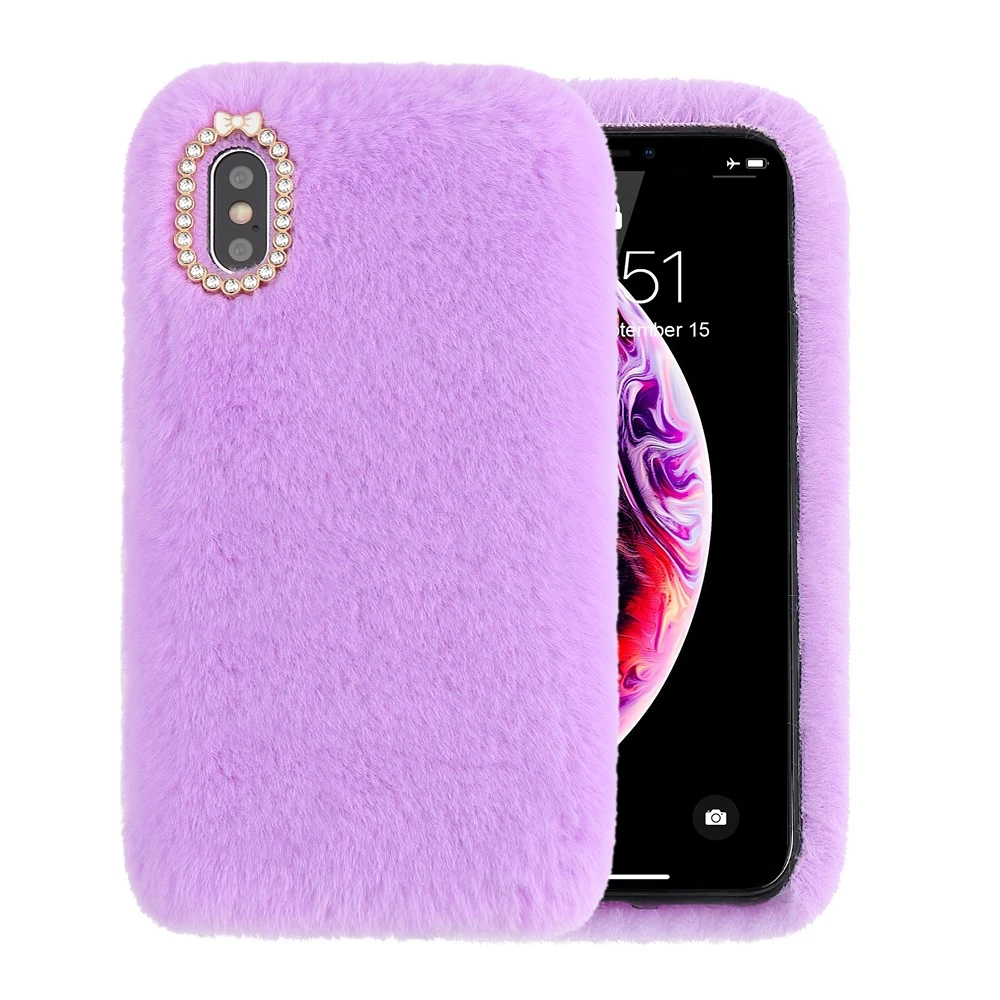 LLZ. COQUE роскошный Пушистый Плюшевый Меховой чехол для телефона для samsung Galaxy S7 S8 S9 S0 S10e Plus Note 10 5g теплый чехол Capas Fundas - Цвет: Фиолетовый