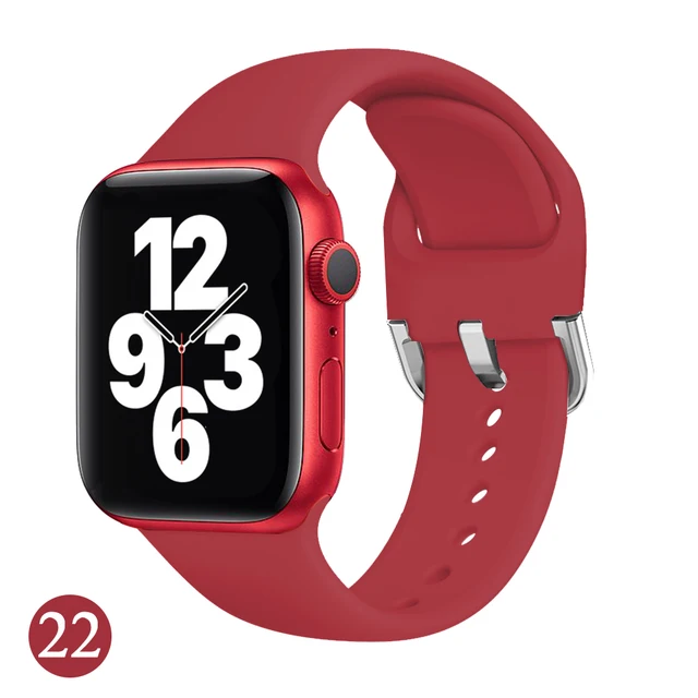 Soft Rubber Sport Band For Apple Watch SE 44mm 40mm Buckle Strap on Smart iWatch Correa Watchband Bracelet Series 65432 42mm38mm Rose red