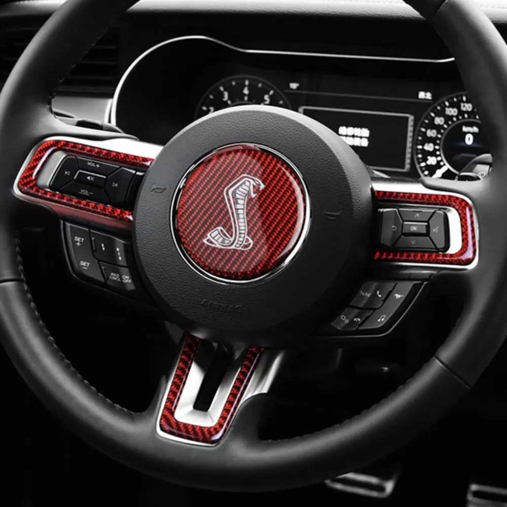 Для Ford Mustang- TPIC внутреннее Автомобильное рулевое колесо Cobra Shelby Horse логотип эмблема углеродное волокно наклейка для автомобиля Стайлинг