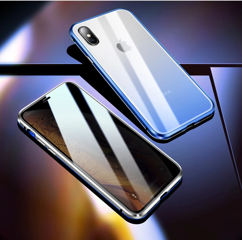 Высокое качество анти-писк стеклянный чехол для Apple iPhone XS MAX X XR 7 8 Plus Алюминиевый металлический градиентный чехол из закаленного стекла