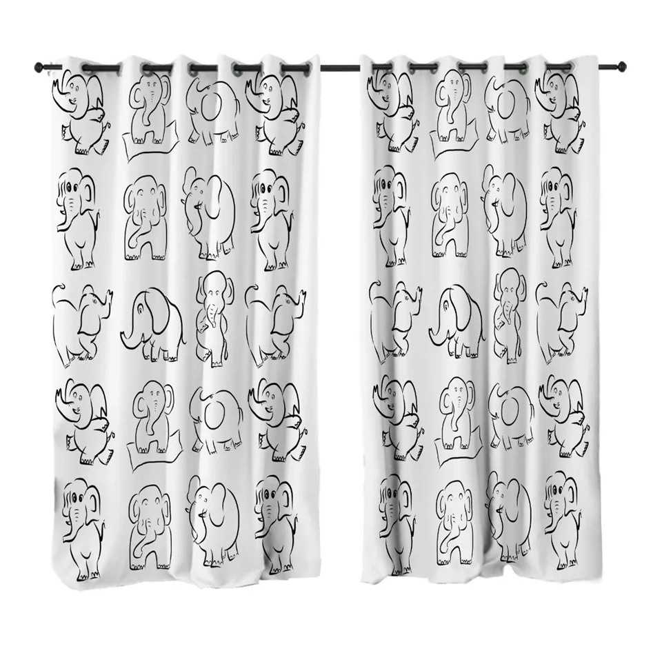 SW2001简笔大象-白底