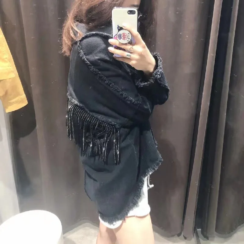 

On03 2019 Autumn New Style WOMEN'S Dress Versatile Light Tassels Decoration Fur Trim Jacket