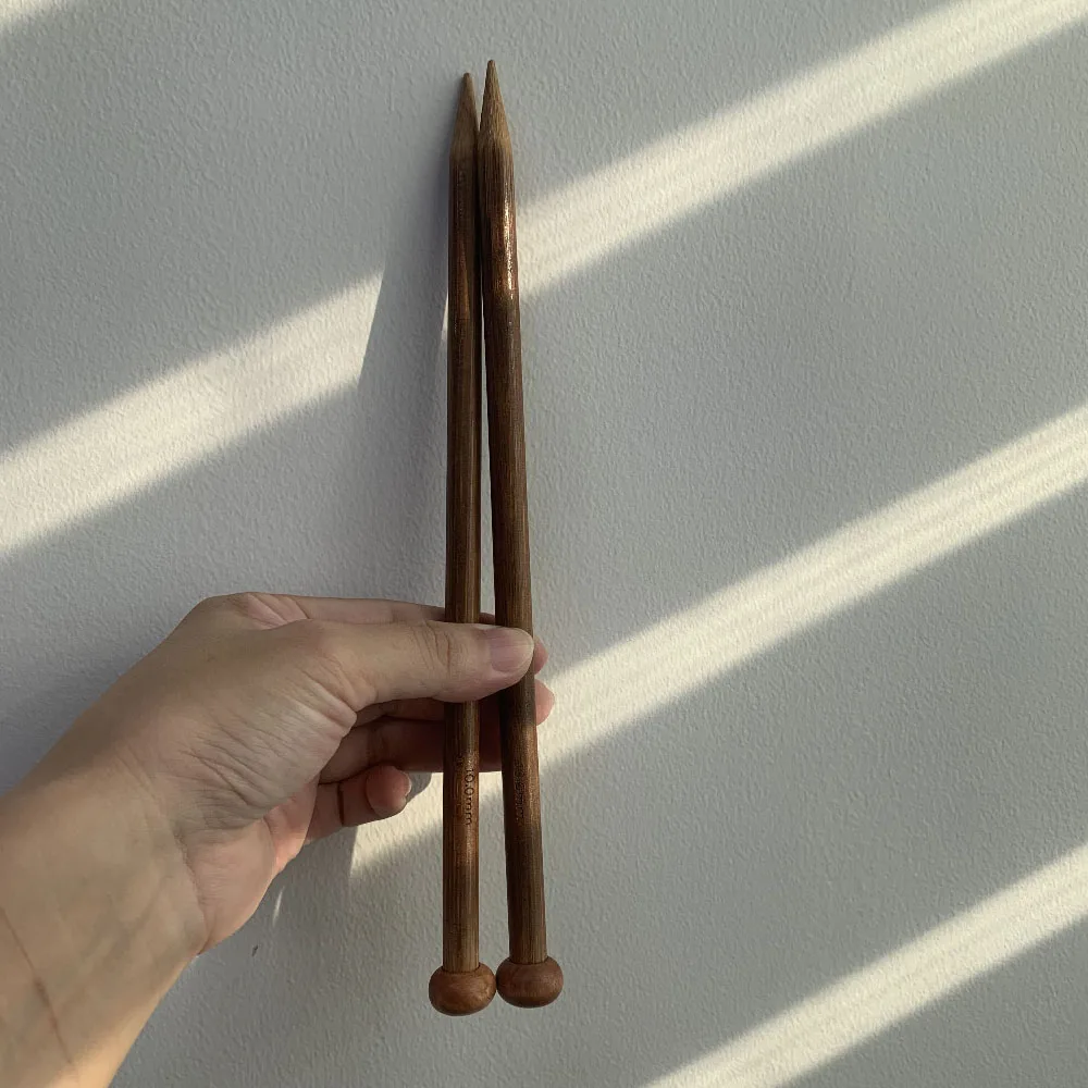 Pair 3mm - 10mm Bamboo knitting stick Knitting Needles Pointed Carbonized  Wooden Single--25cm/35 length