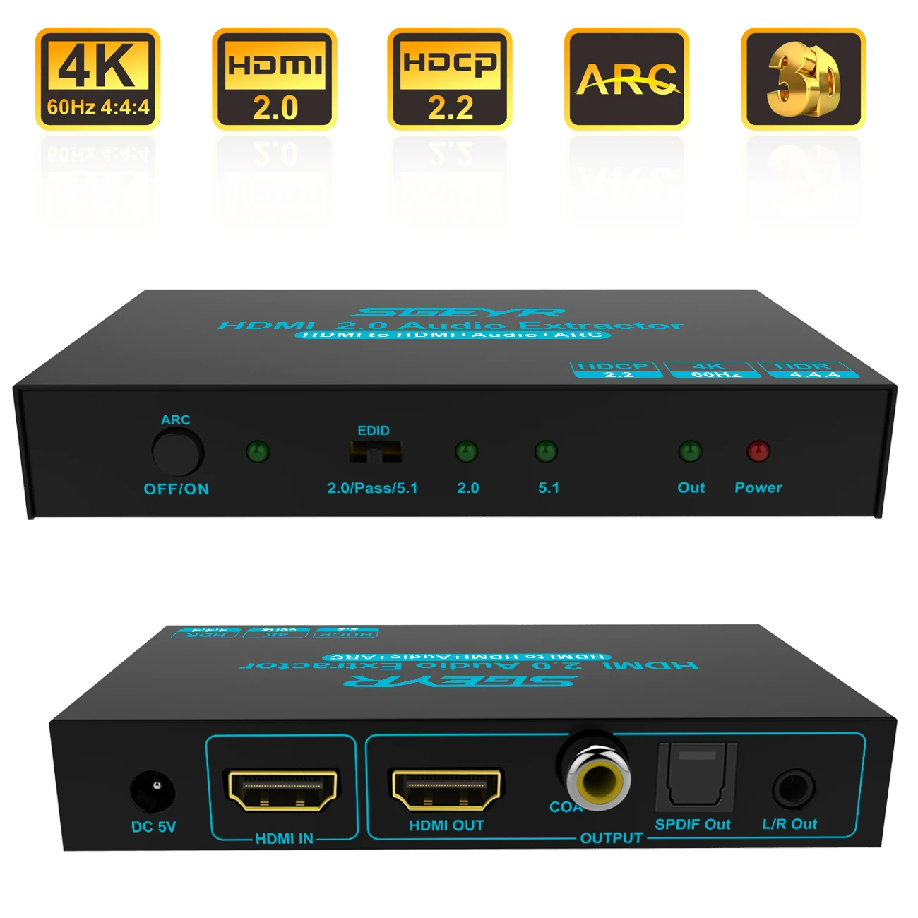 SGEYR HDMI 2,0 аудио экстрактор 3D ARC аудио с оптическим SPDIF и L/R аудио выход для PS3/4, ТВ коробка, ноутбук