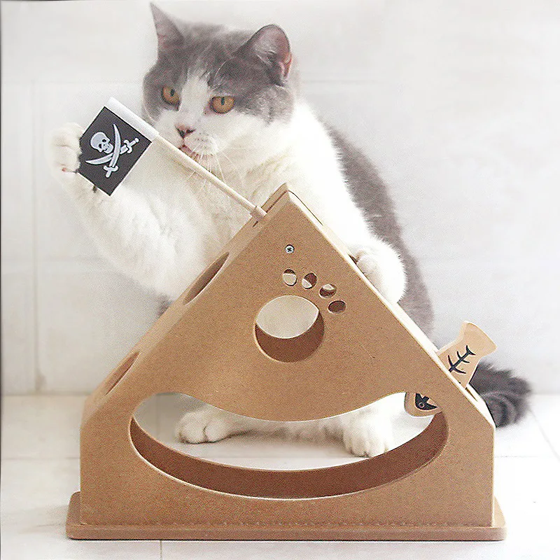 

Natural Toys for Cat Chewing Treated Wooden Pet Cat IQ Training Toys Educational Feeding Kitten Game Puzzle Plate Playing Toy