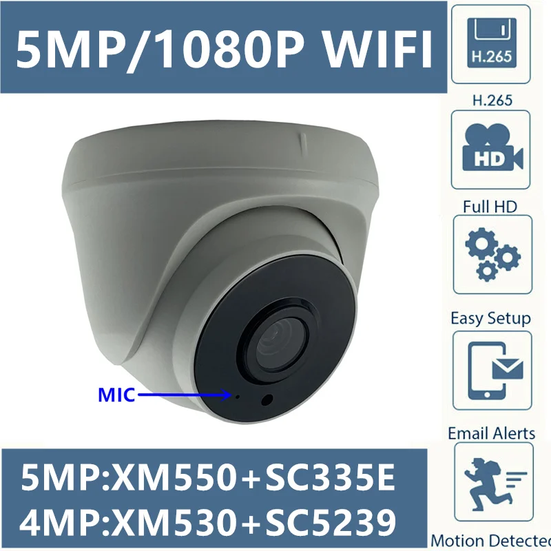 5MP 2MP интегрированная MIC Аудио WIFI Беспроводная IP купольная камера 2592*1944 1080P H.265 IRC внутренняя поддержка sd карты CMS XMEYE ICsee P2P|camera indoor|dome cameraip wifi | АлиЭкспресс