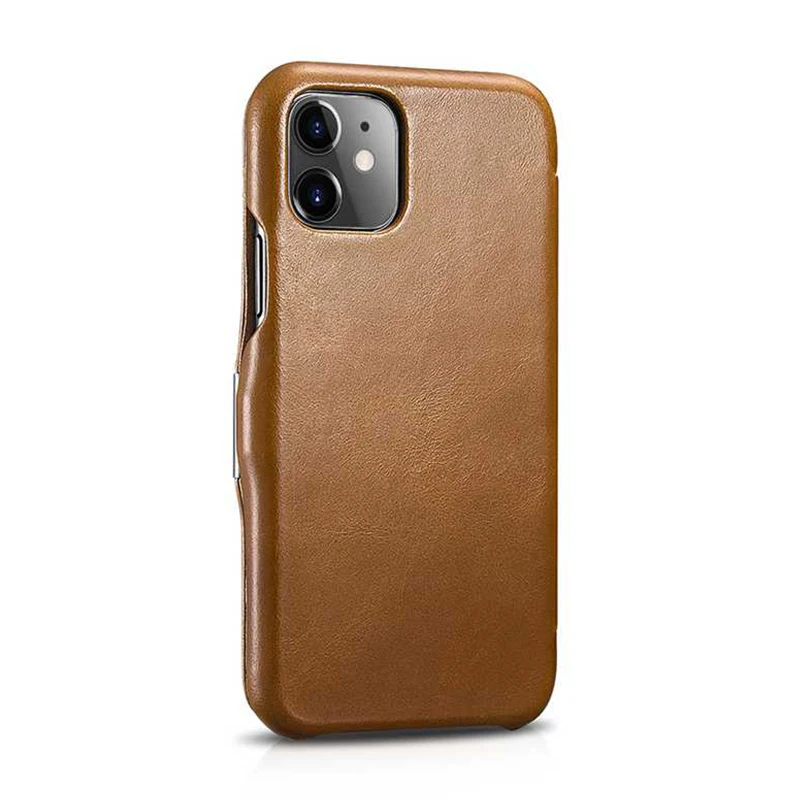 Чехол из натуральной кожи для iPhone 11 Pro Max XS XR 7 8+ Магнитный винтажный кошелек из воловьей кожи чехол-книжка - Цвет: Khaki