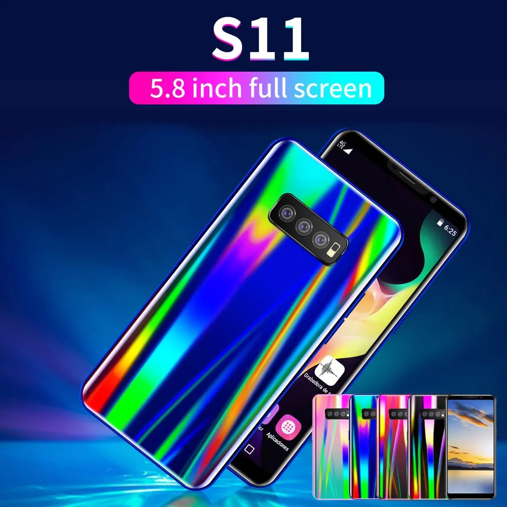 S11 5.8 Inch Tempered Glass Back Cover Smart Phone 2+32Gb Mobile Phone Fingerprint Face Recognition Smartphone