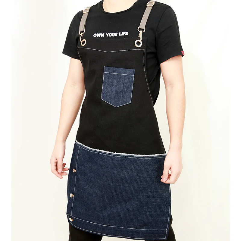 

Apron cowboy Korean fashion painting barista tea shop waiter printing hairdressing uniform custom logo