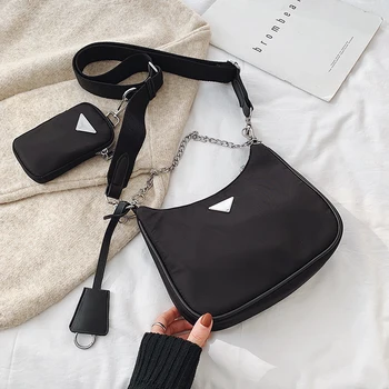 

New Black Shoulder Bag For Women Bags Designer With Mini Pocket Nylon Purse Handbag Female Crossbody Bags Luxury Brand Bag Bella