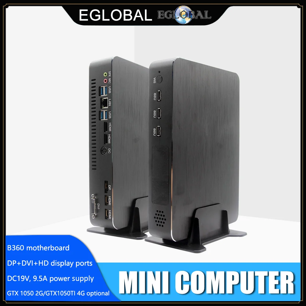 EGLOBAL мини игровой ПК I7 8700 i5 9400F GTX1050TI 4G Nvidia GPU Win10 Pro Barebone Nettop Linux настольный компьютер WiFi 2 * HDMI2.0