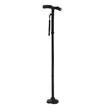 

Magic Cane Folding with LED Light Safety Walking Stick 4 Head Pivoting Trusty Base for Old Man T Handlebar Trekking Poles