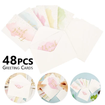 

48pcs/lot Rectangle Garland card "Thank you " Small gift message card Writable card 10x15cm decoration card
