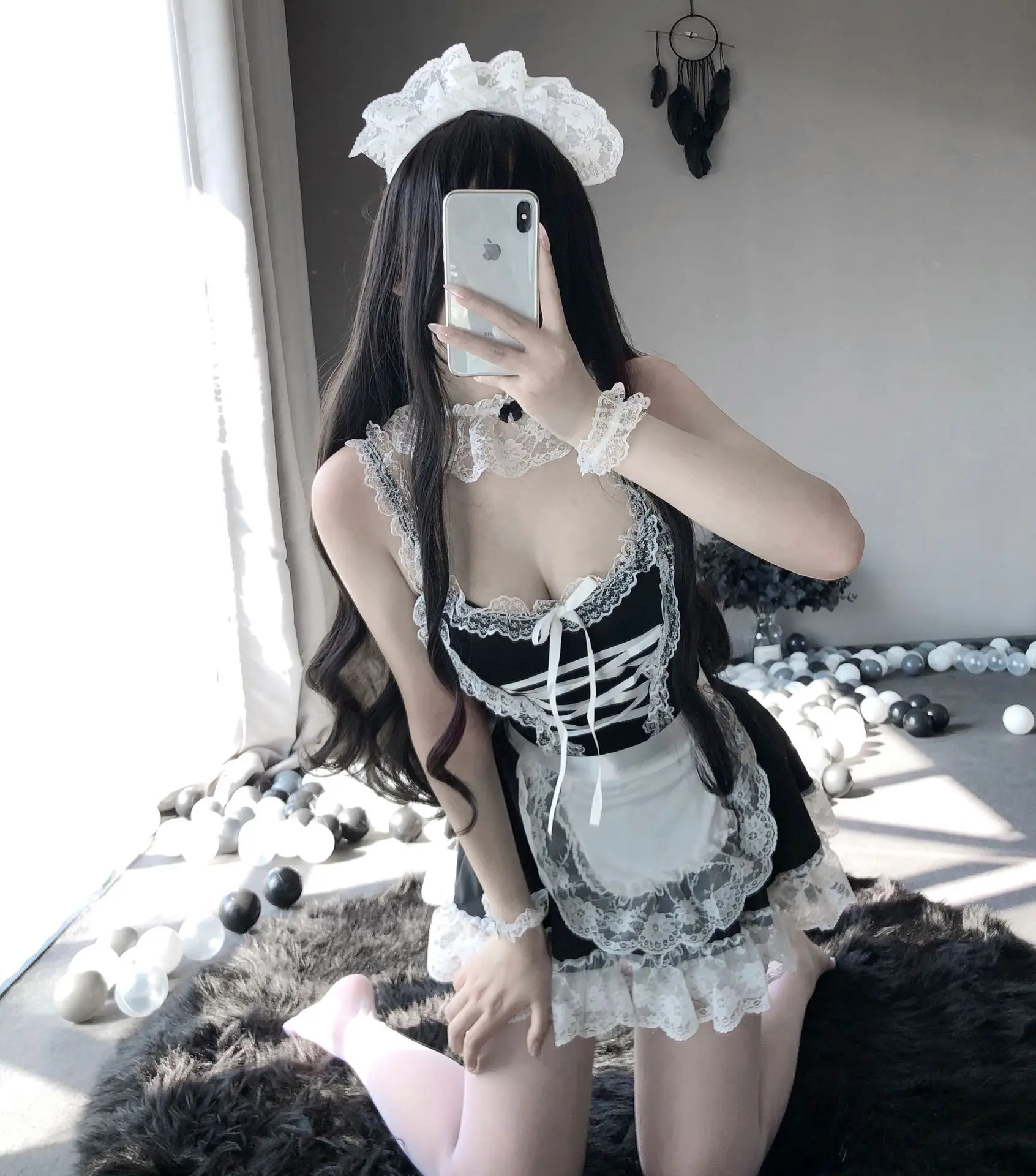 High-end Quality Sexy Maid Dress Maid Uniform Cosplay Lace Deep V Hollow  Suit - Cosplay Costumes - AliExpress