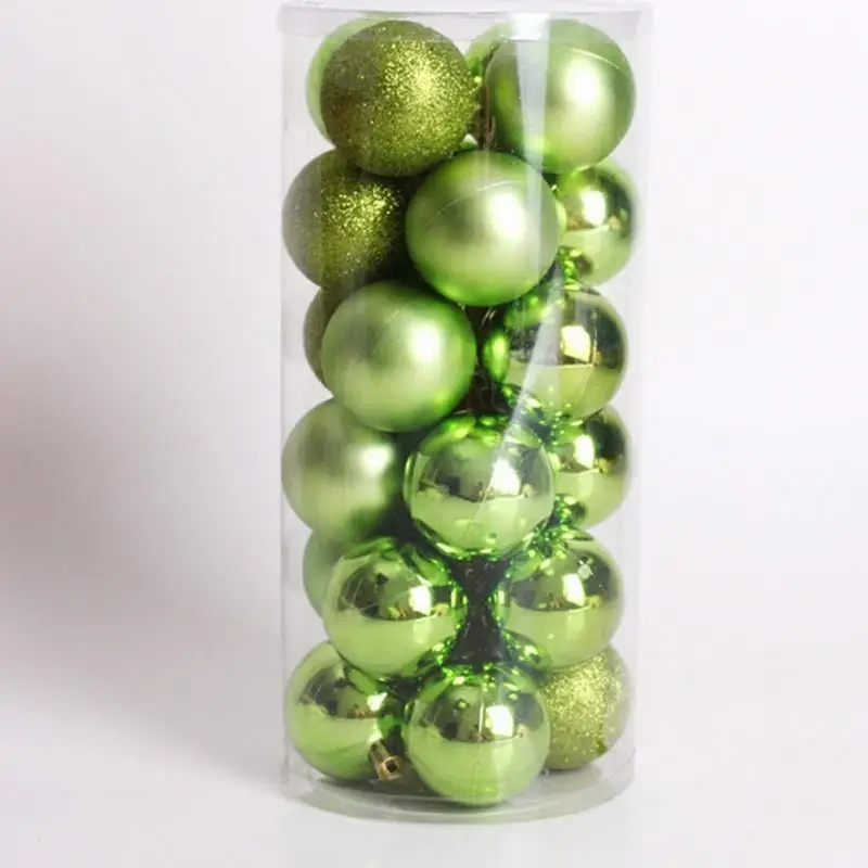 24Pcs Glitter Christmas Balls Party Xmas Tree Hanging Ornament Decoration - Цвет: Green