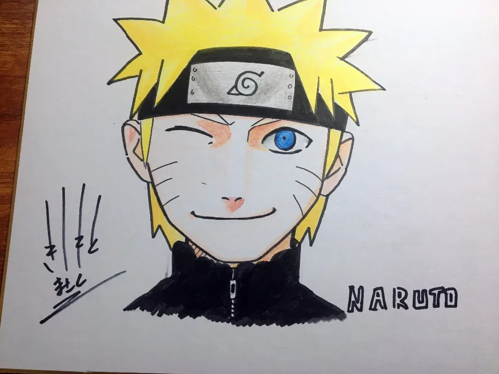 Ручная вывеска нарисованная Kishimoto Masashi autographed Shikishi доска Наруто 079F