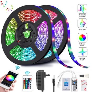 

RGB LED Strip Light SMD 2835 5M Waterproof rgbTape DC12V Ribbon Diode Led Strips Light Flexible Stripe Lamp IR WIFI Controller
