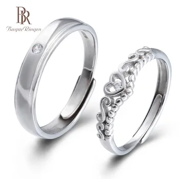 

Bague Ringen Silver 925 Jewelry Opening adjustable Ring for Couple Crown Lover's Rings Anniversary Gift Engagement Wholesale