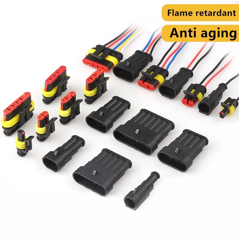 

1/2/3/4/5/6 Way PBT Flame Retardant Material AMP Seal Waterproof Electrical Wire Connector Plug for Car Waterproof Connector