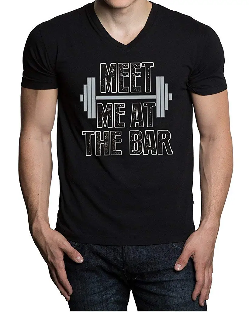 Meet Me at The Bar Мужская черная футболка с v образным вырезом Черная унисекс wo футболка|