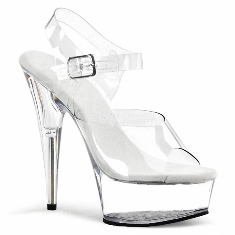 Босоножки на очень высоком каблуке 15 см танцевальная обувь на водонепроницаемой Платформе 5 см модельная прогулочная обувь на высоком каблуке обувь для ночного клуба и b - Цвет: Прозрачный