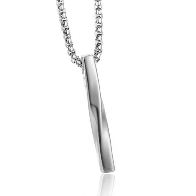 Spiral Vertical Bar Pendant Necklace 