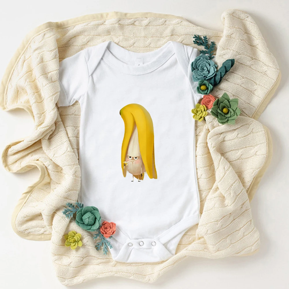 

Kawaii Funny Banana Print Baby Onesies Novelty Fashion Newborn Boy Clothes Bodysuits Cozy Fabric Ropa De Bebe Fast Delivery