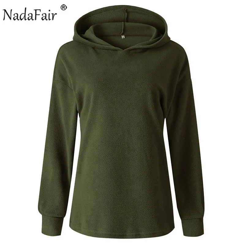 Nadafair/толстовки с капюшоном из искусственного меха; Женская толстовка; Осенняя Повседневная Толстовка с длинным рукавом; толстовки больших размеров; плюшевые зимние пуловеры; уличная одежда