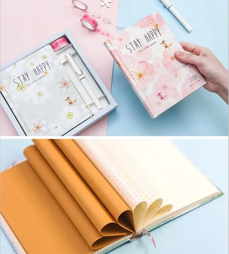 Модный блокнот в твердом переплете для девочек милый дневник Bullet Journal планировщик блокнот цветной внутренний блокнот для путешествий с подарочной коробкой