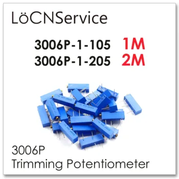 

LoCNService 50PCS 3006P 1M 2M 105 205 Trimming Potentiometer Made in China High quality 3006P-1-105 3006P-1-205