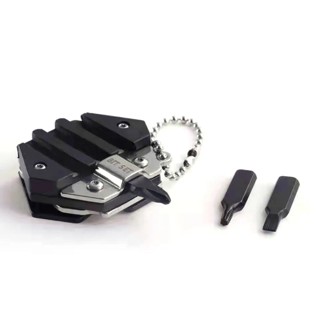 Multifunctional Portable Folding Stainless Steel Screwdriver Bit Rope Cutter Bottle Opener Ruler Outdoor Repair Tool Accessories