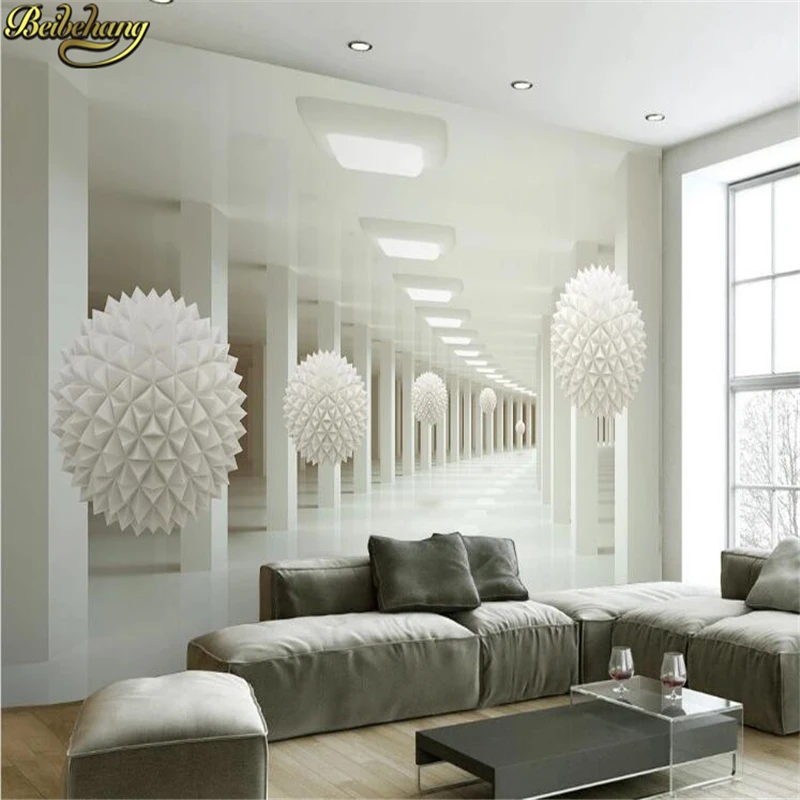 

beibehang Custom 3D mural wall paper Geometric white sphere TV Background Wall decoration painting photo wallpaper for walls 3 d