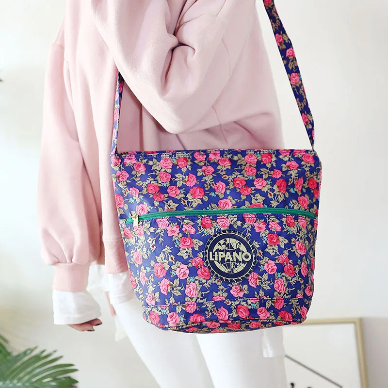 

2016 New Style Nylon WOMEN'S Cross-body Bag Lipano Printed Ethnic-Style Flower Zipper Bucket Bag Shoulder Bag