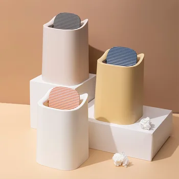 

New Desktop Trash Can with Lid Mini Dustbin Waste Bin Plastic Home Office Organizer Creative Garbage Basket Sundries Storage Box